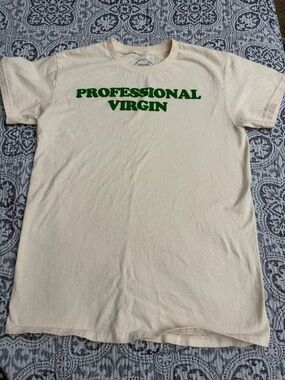 Professional Virgin Graphic Tee - Cream with Green Print Danny Duncan Small